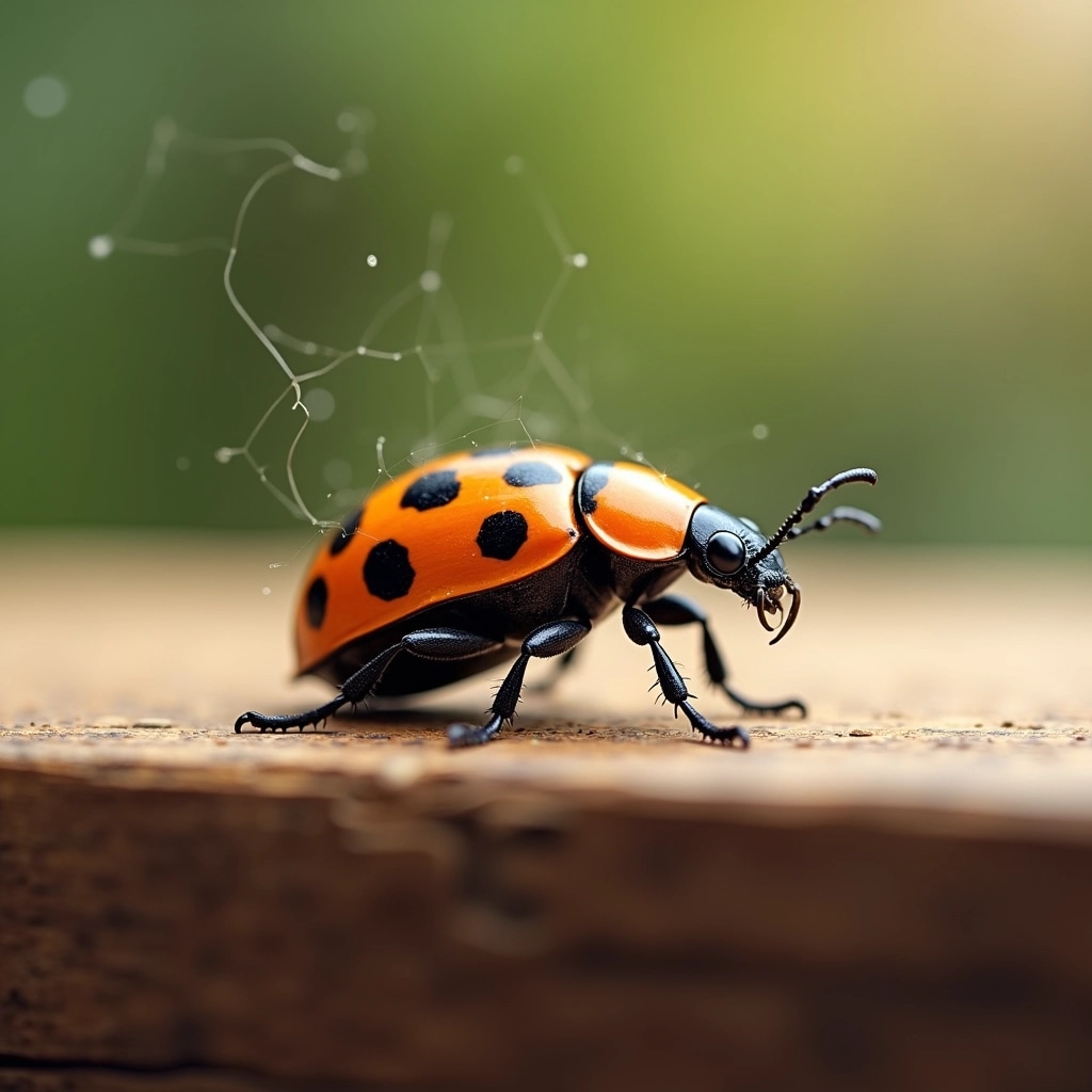 An Asian beetle with a delicate web, showcasing nature's beauty.